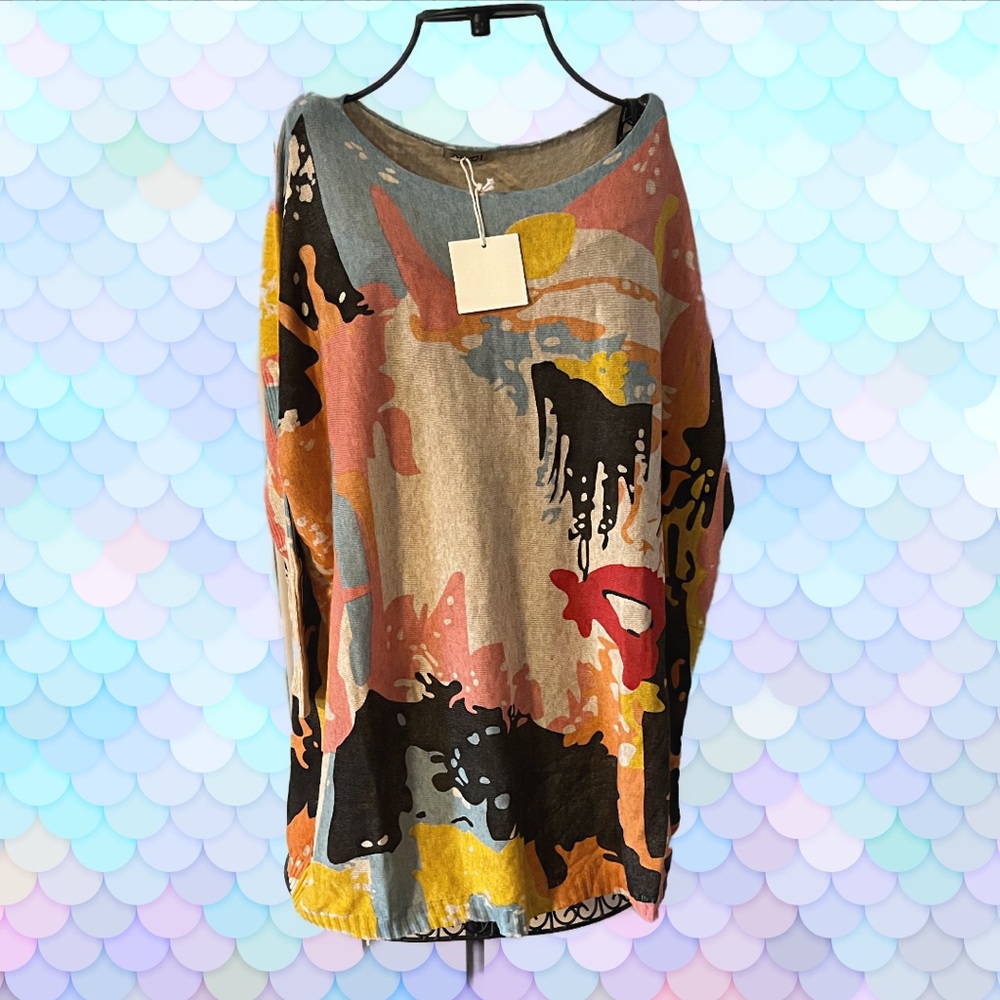 XIKOI WOOL OVERSIZED SWEATER WARM LONG PULLOVER DRESSES FASHION PRINT